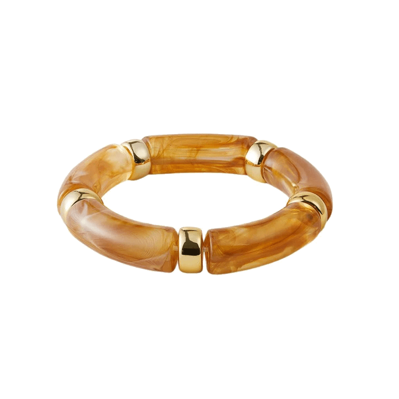 Amber Resin Bamboo Style Stretch Bracelet - Sorina