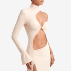 Asymmetric One Sleeve Cut - Out Maxi Dress - Sorina