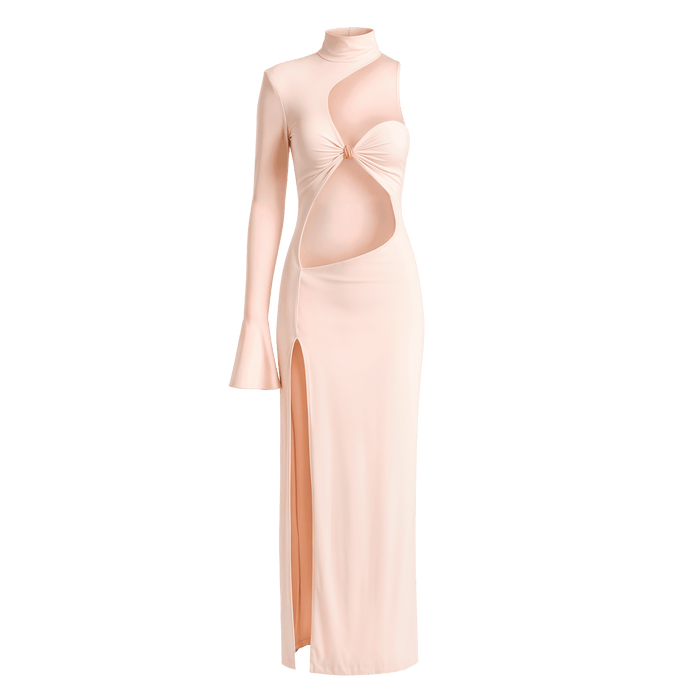 Asymmetric One Sleeve Cut-Out Maxi Dress