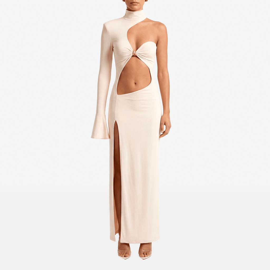 Asymmetric One Sleeve Cut - Out Maxi Dress - Sorina