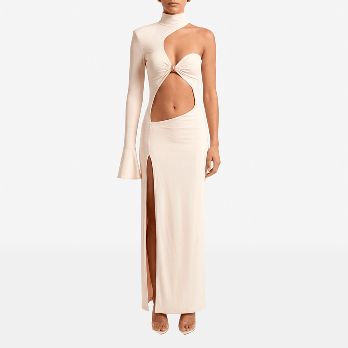 Asymmetric One Sleeve Cut-Out Maxi Dress