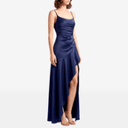 Asymmetric Ruffle High Split Maxi Dress - Sorina