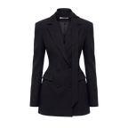 Black Structured Double Breasted Mini Blazer Dress - Sorina