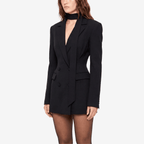 Black Structured Double Breasted Mini Blazer Dress - Sorina