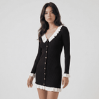 Chic Contrast Collar Cocktail Mini Dress - Sorina