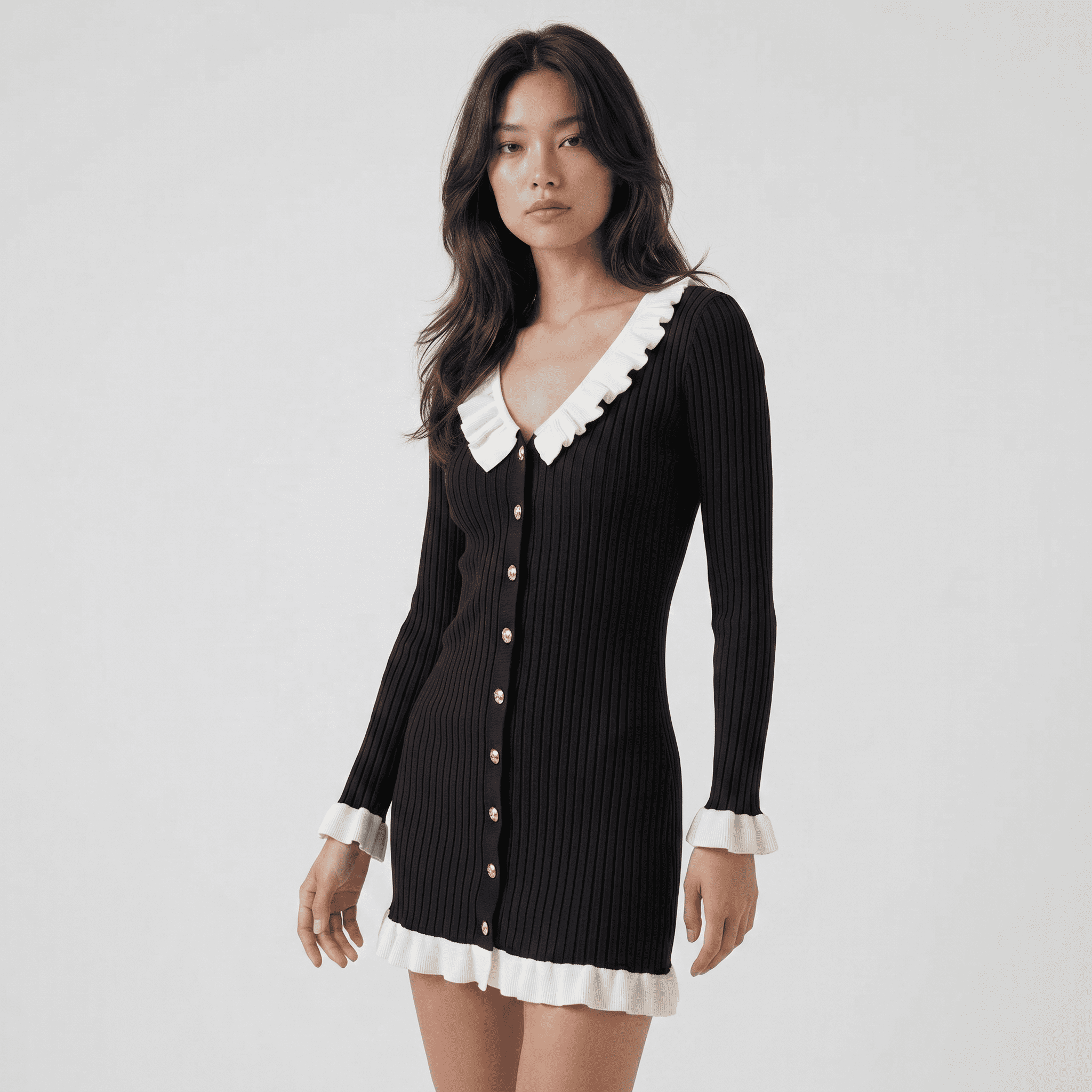 Chic Contrast Collar Cocktail Mini Dress - Sorina