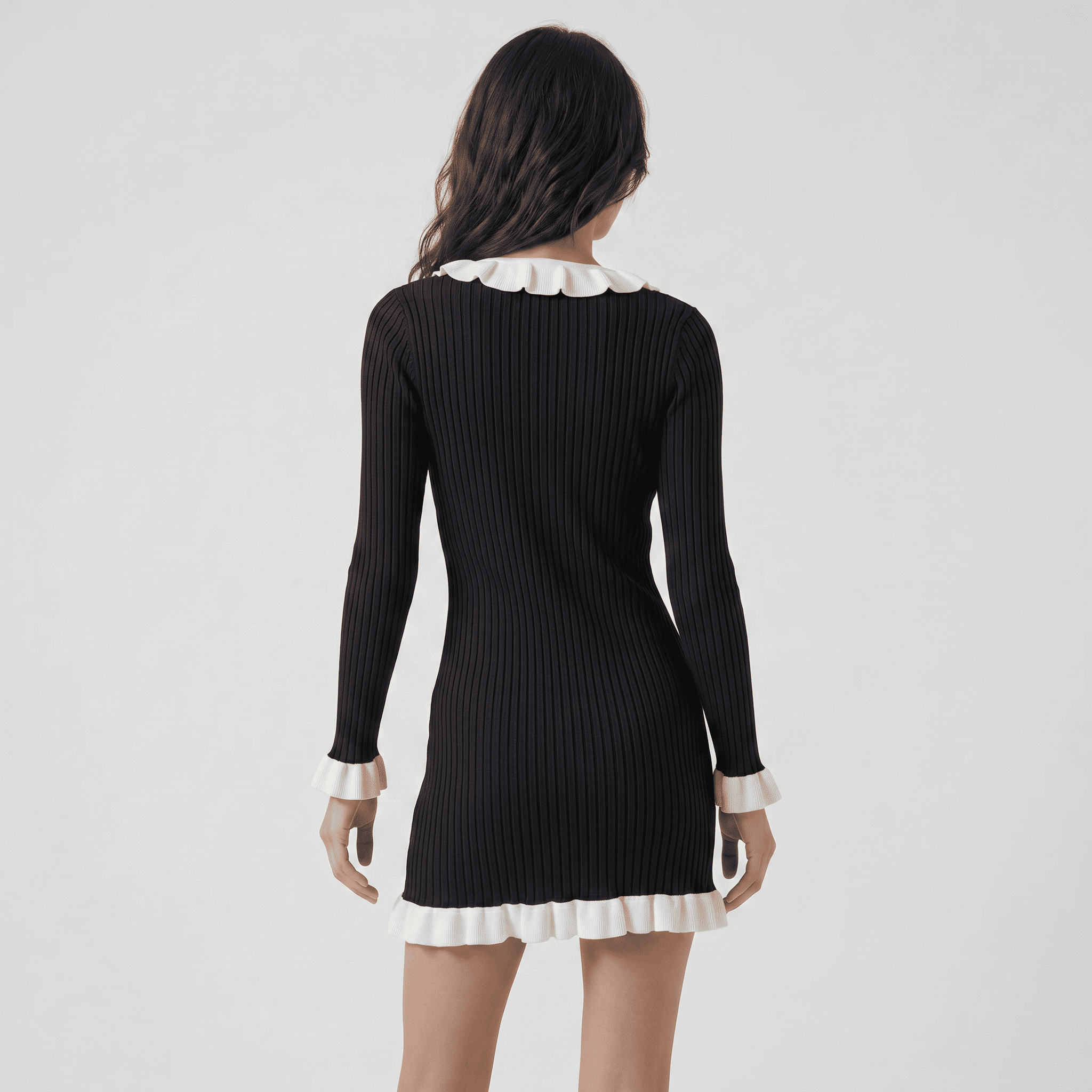 Chic Contrast Collar Cocktail Mini Dress - Sorina