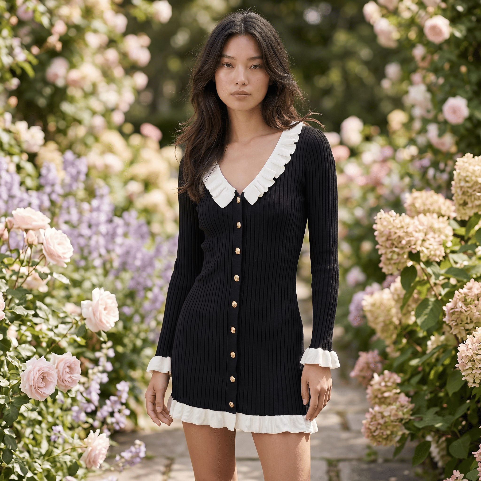 Chic Contrast Collar Cocktail Mini Dress - Sorina