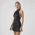 Chic Polka Dot Halter Cocktail Mini Dress - Sorina