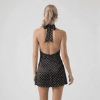 Chic Polka Dot Halter Cocktail Mini Dress - Sorina