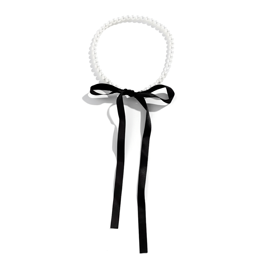 Classic Pearl Choker with Velvet Bow Tie - Sorina