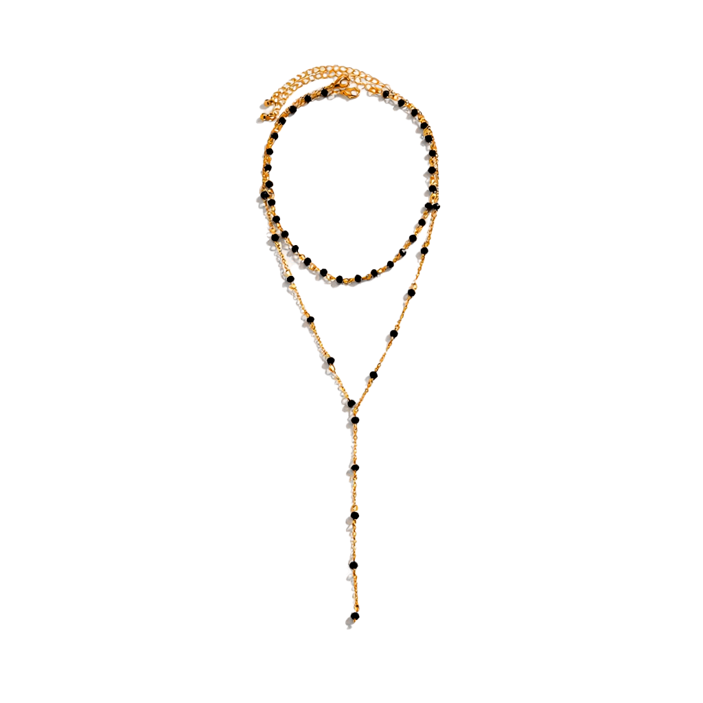Delicate Crystal Beaded Lariat Necklace - Sorina