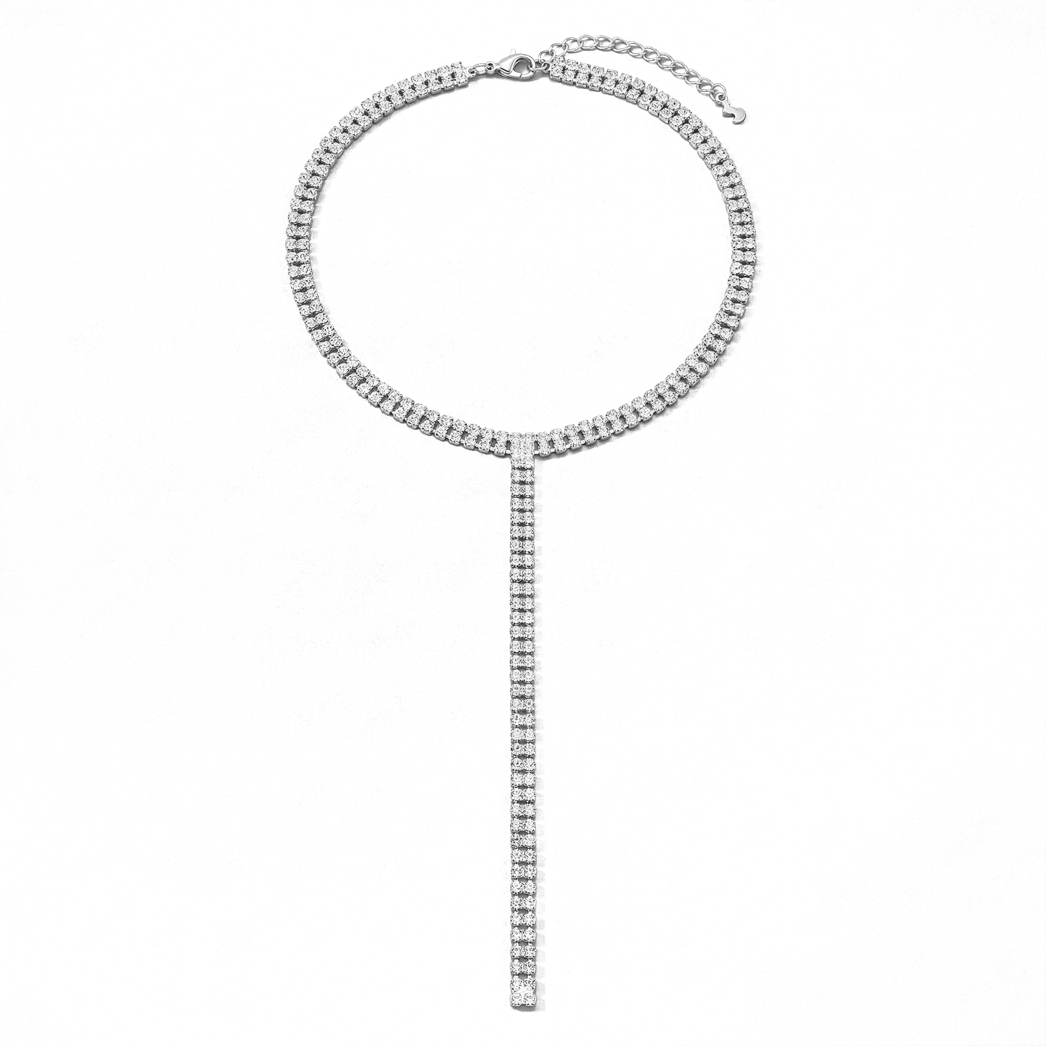 Fashion Full Rhinestone Chain Necklace for Women Statement Long Tassel Choker Crystal Collar Party Jewelry Neck Accessories - Sorina