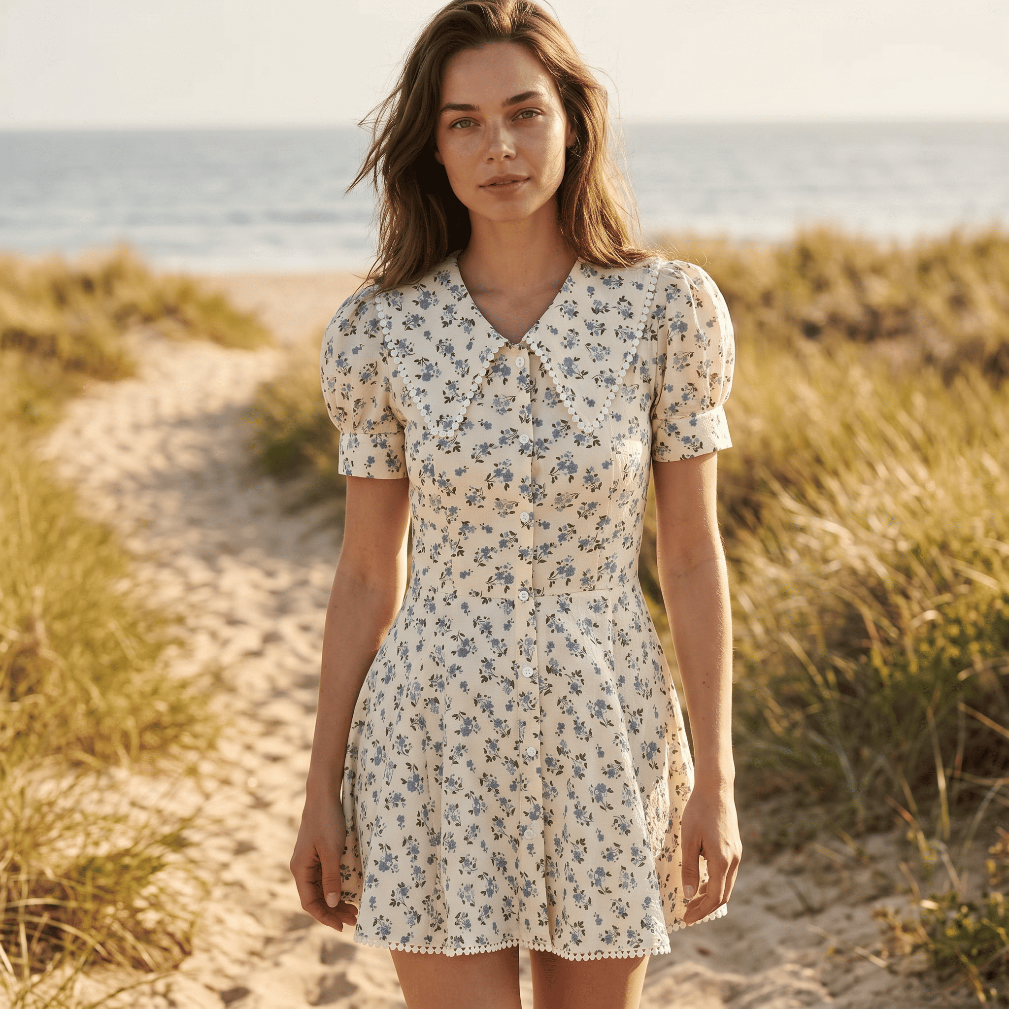 Floral A Line Cocktail Mini Dress - Sorina