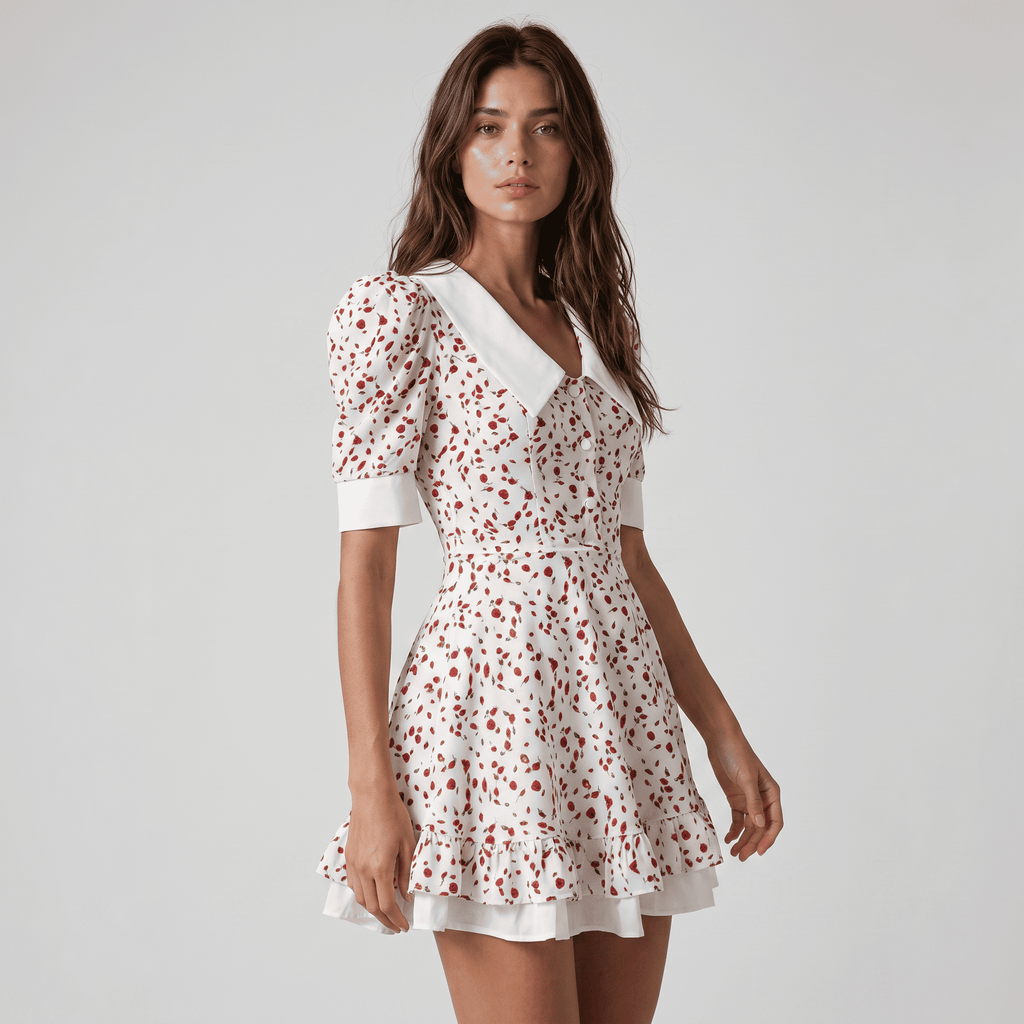 Floral A Line Cocktail Mini Dress - Sorina