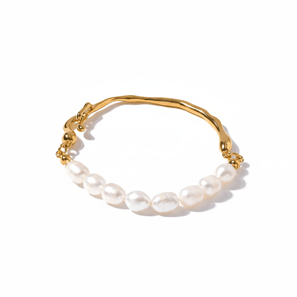 Gold Bangle with Freshwater Pearls - Sorina