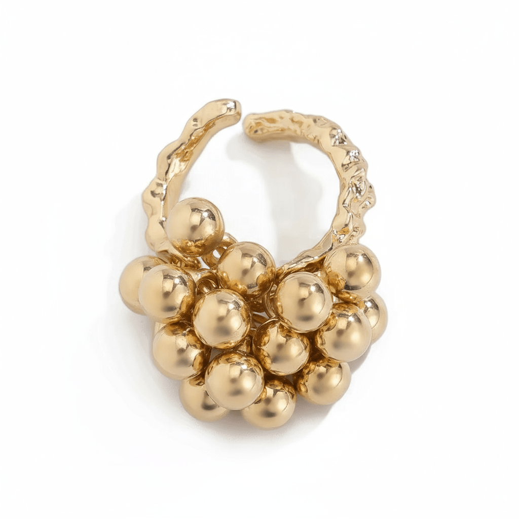 Gold Beaded Cluster Statement Ring - Sorina