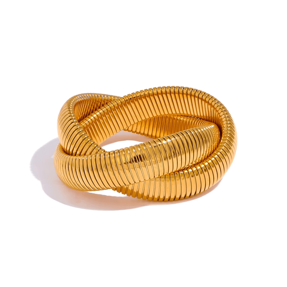 Gold Coiled Knot Bangle Bracelet - Sorina