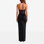 Halter Backless Sexy Maxi Dress Women V Neck Off - Shoulder Sleeveless Draped Ruched Bodycon Club Party Long Dress - Sorina