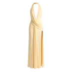 Halter Deep V Neck Backless Sexy Maxi Dress Women Gown Fashion Irregular Sleeveless Thigh High Split Club Party Dresses - Sorina