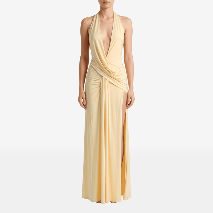 Halter Deep V Backless Maxi Dress