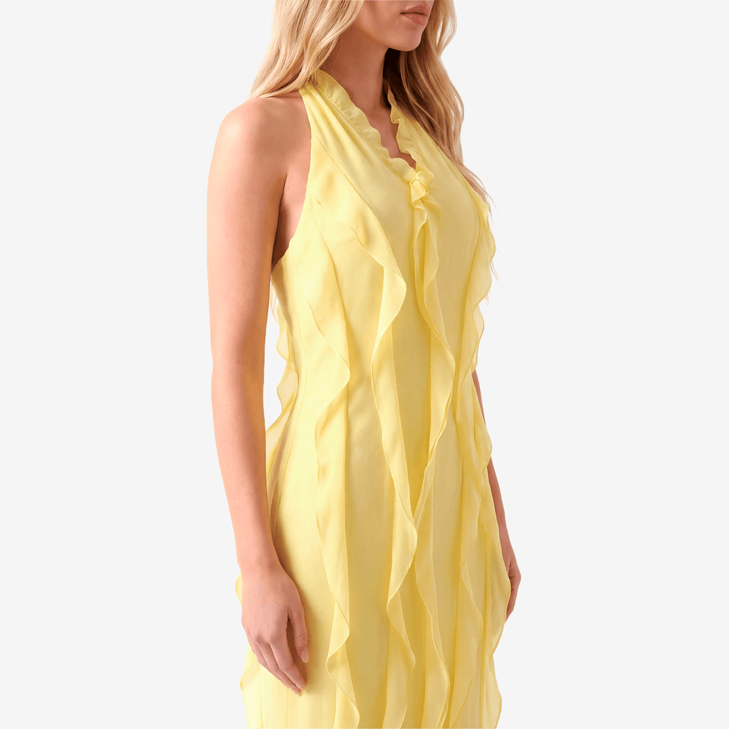 Halter Off - Shoulder Ruffle Sexy Maxi Dress Women Fashion V Neck Sleeveless Backless Bodycon Club Party Long Dress - Sorina