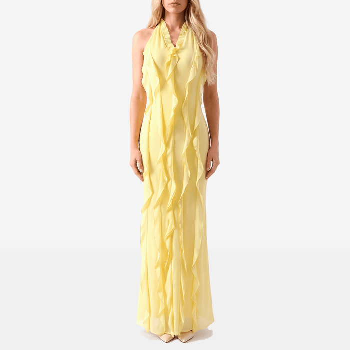 Halter Neck Ruffle Maxi Dress