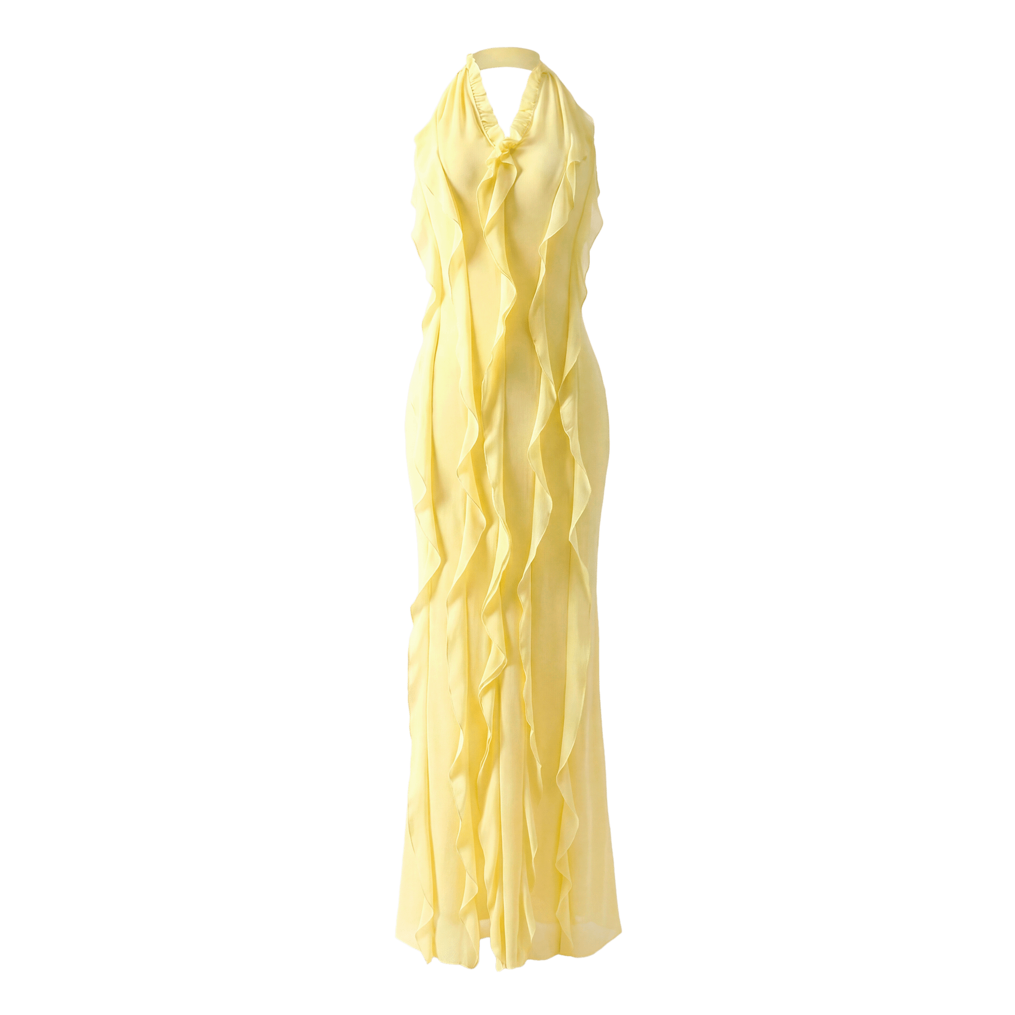 Halter Off - Shoulder Ruffle Sexy Maxi Dress Women Fashion V Neck Sleeveless Backless Bodycon Club Party Long Dress - Sorina