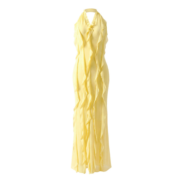 Halter Neck Ruffle Maxi Dress
