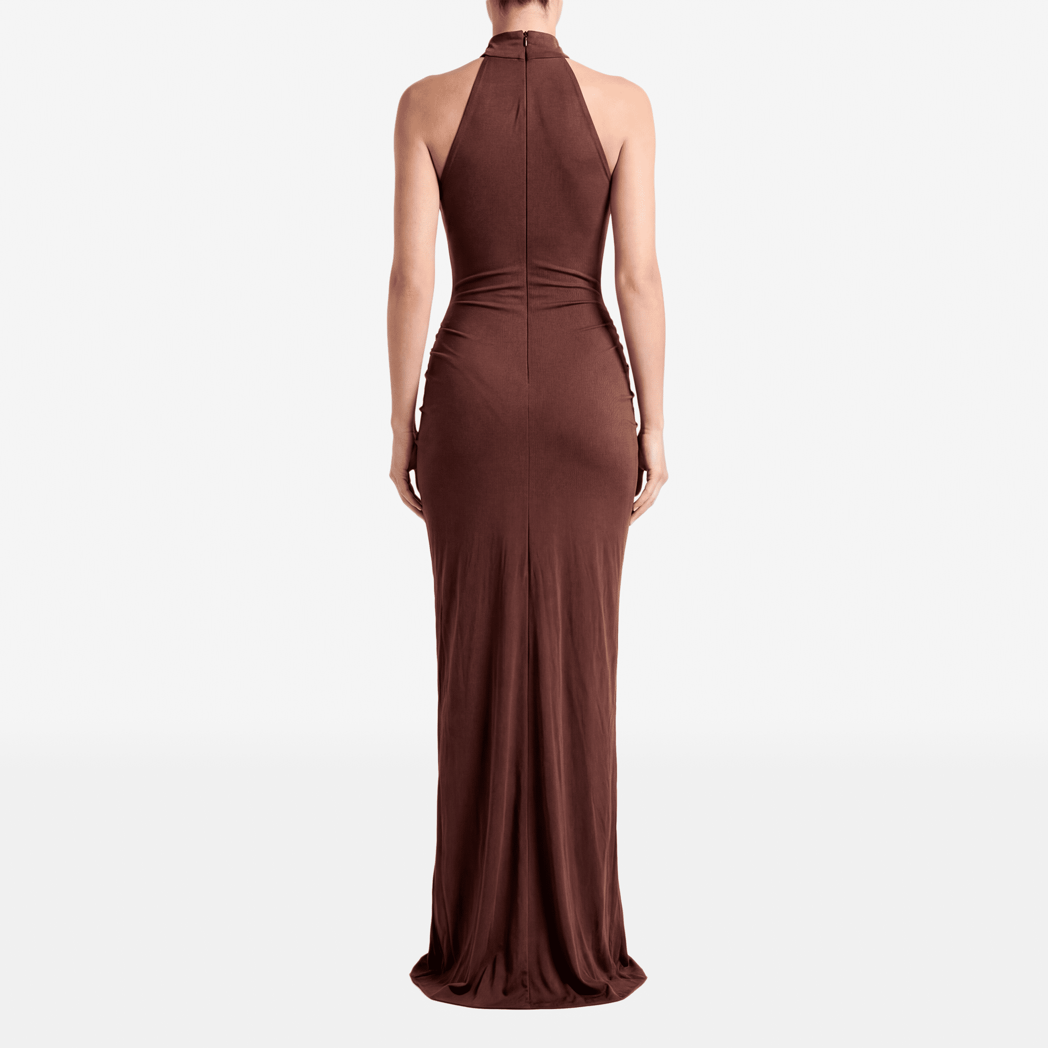 Halter Ruched Sleeveless Sexy Maxi Dress Women Gown Fashion Slim High Waist Evening Club Party Split Long Dress - Sorina