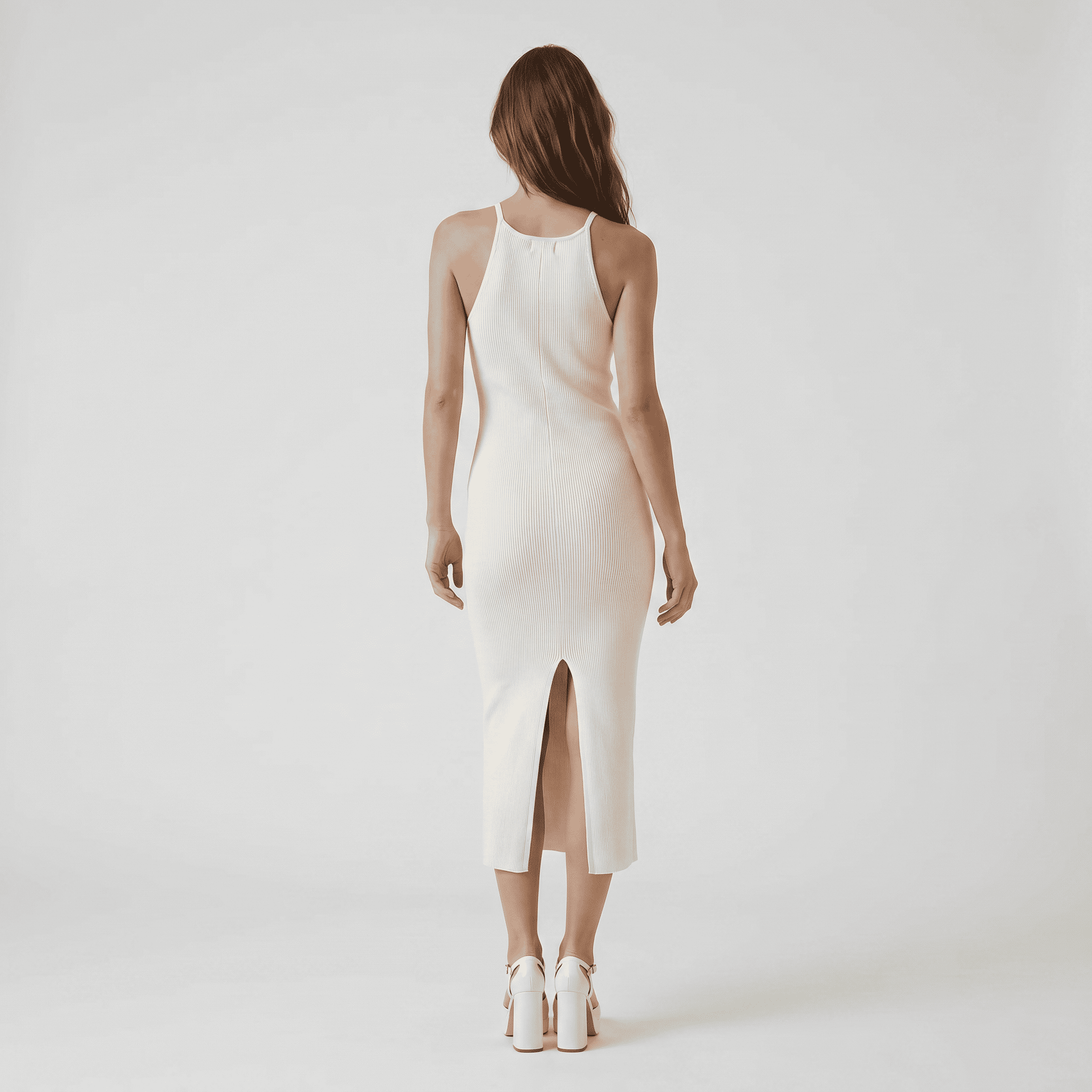 Minimal Sleeveless Cocktail Midi Dress - Sorina