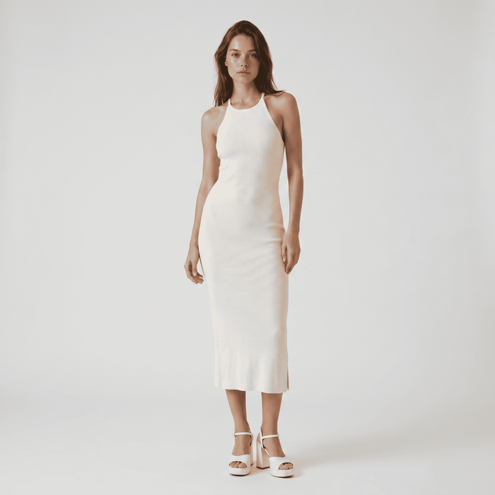 Minimal Sleeveless Cocktail Midi Dress