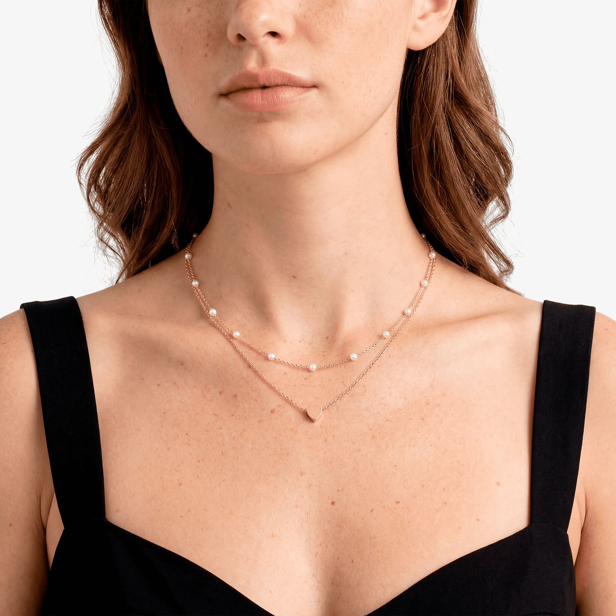 Multilayer Pearl Cross Love Heart Pendant Necklaces for Women Gold Color Fashion Collarbone Neck Chain 2024 Trend Jewelry - Sorina