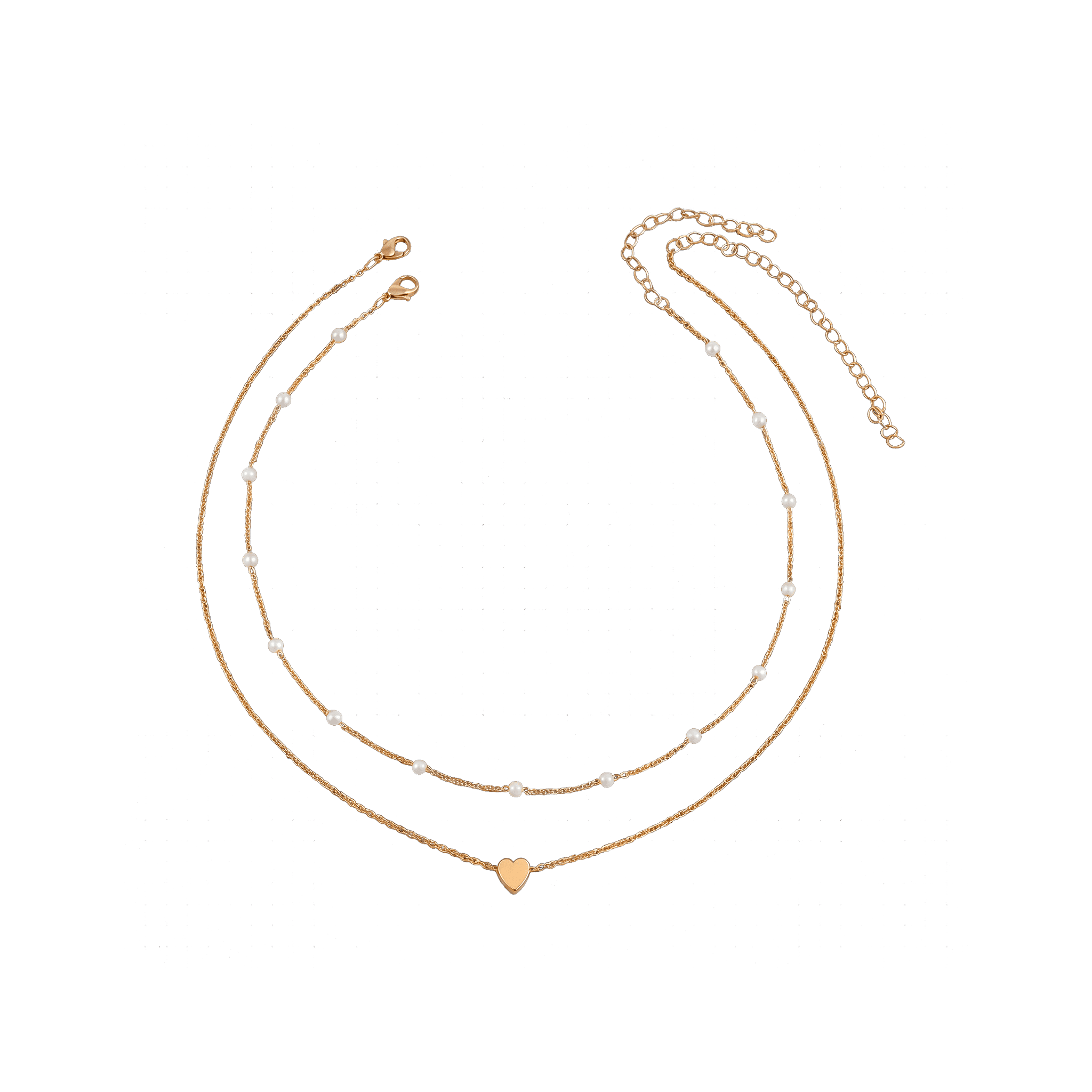 Multilayer Pearl Cross Love Heart Pendant Necklaces for Women Gold Color Fashion Collarbone Neck Chain 2024 Trend Jewelry - Sorina