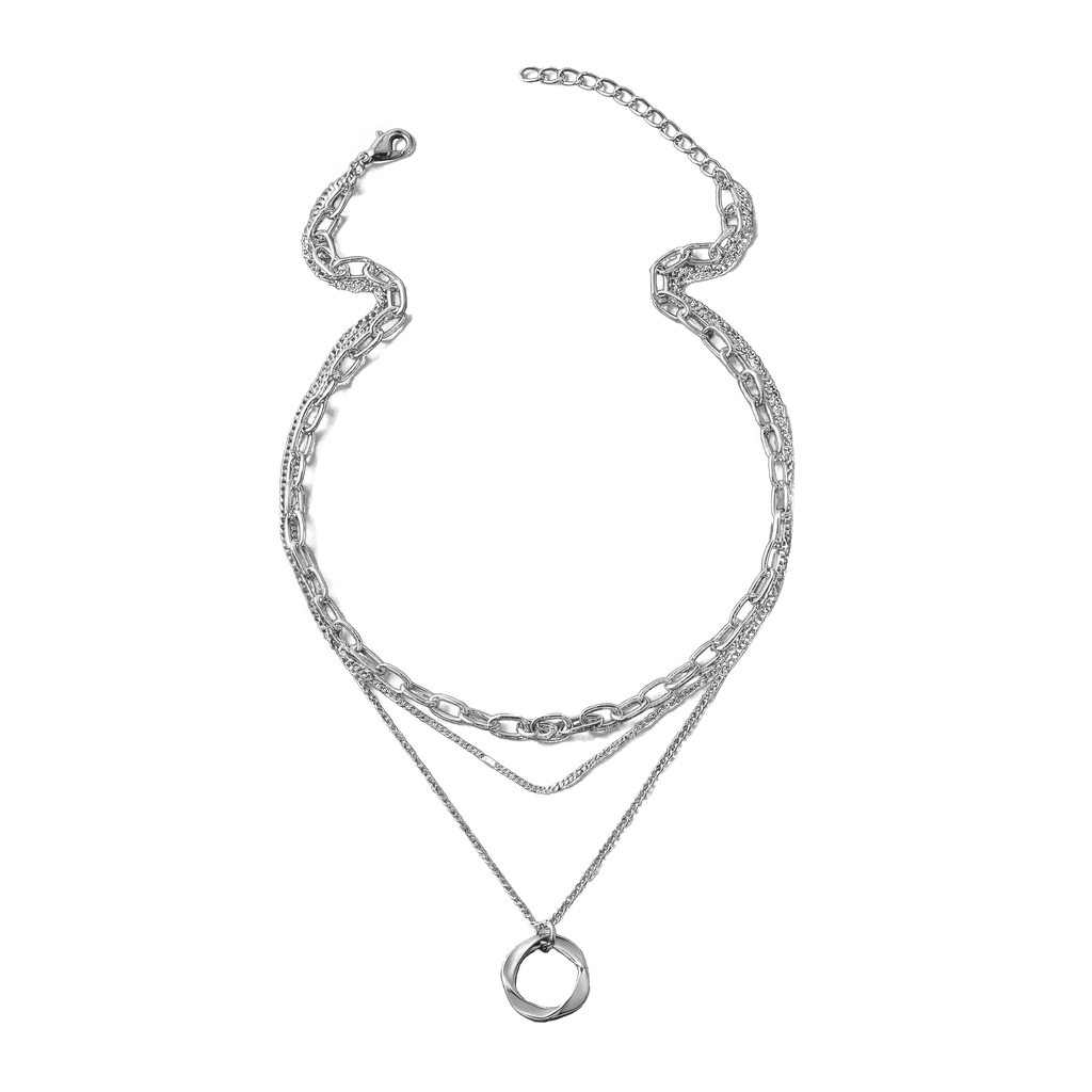 Multilayer Pendant Chain Necklace with Geometric Charm - Sorina
