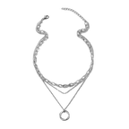 Multilayer Pendant Chain Necklace with Geometric Charm - Sorina