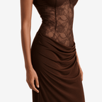 One Shoulder Lace See through Sexy Maxi Dress Women Gown Fashion Off - Shoulder Sleeveless Backless Club Long Dresses - Sorina