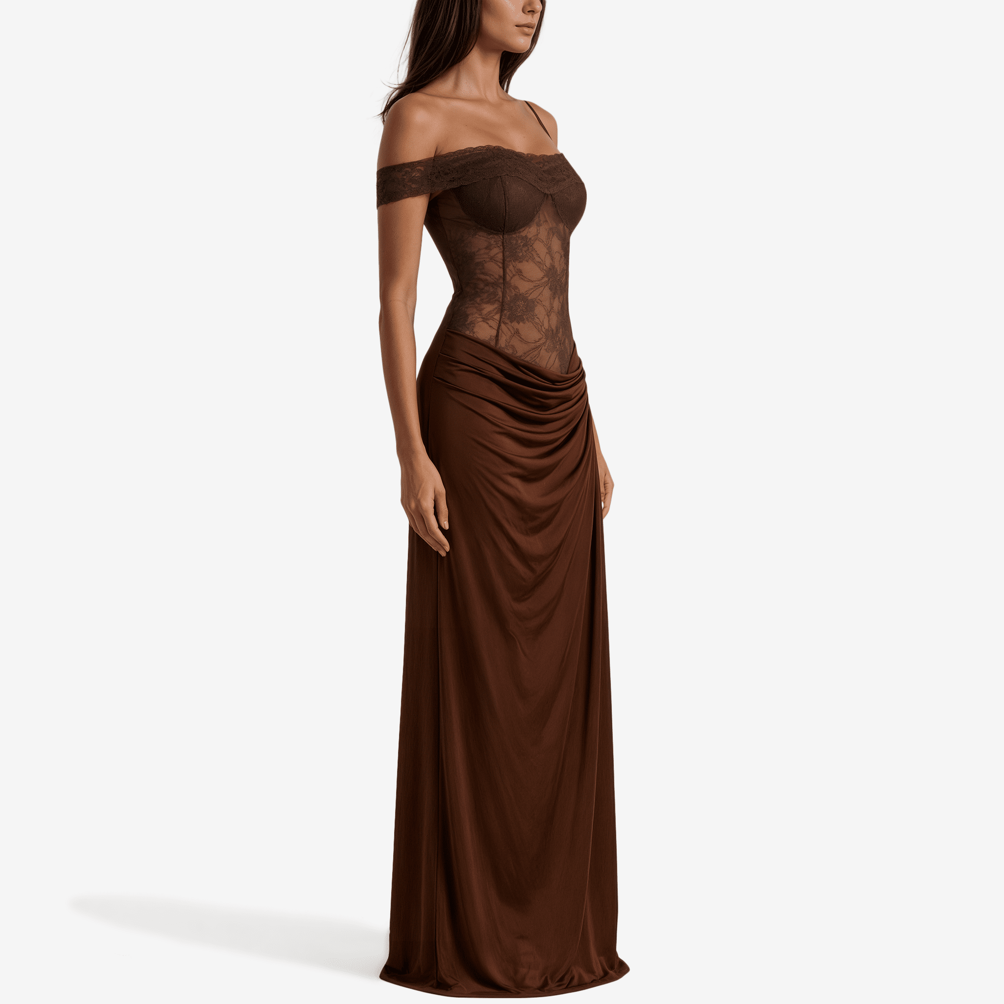 One Shoulder Lace See through Sexy Maxi Dress Women Gown Fashion Off - Shoulder Sleeveless Backless Club Long Dresses - Sorina