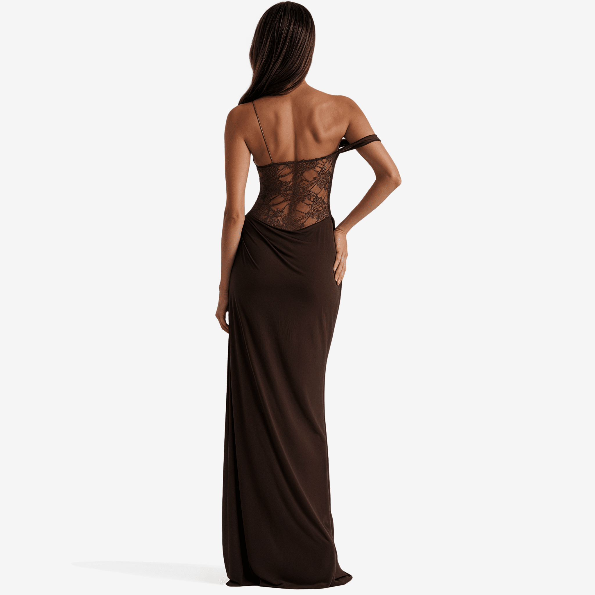 One Shoulder Lace See through Sexy Maxi Dress Women Gown Fashion Off - Shoulder Sleeveless Backless Club Long Dresses - Sorina
