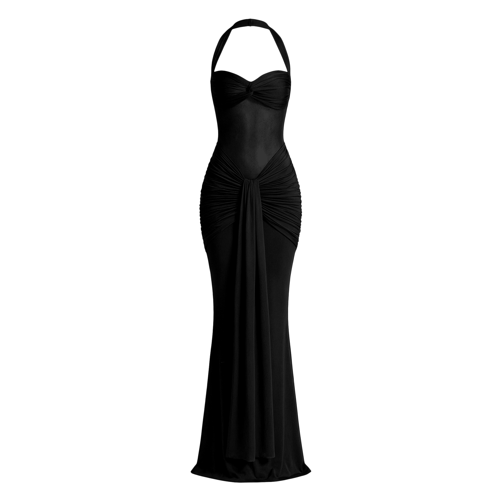 Patchwork Elegant Women Maxi Dress Classic Sexy Sheer Ribbons Halter Backless Bodycon Female Trend Festival Evening Wear - Sorina