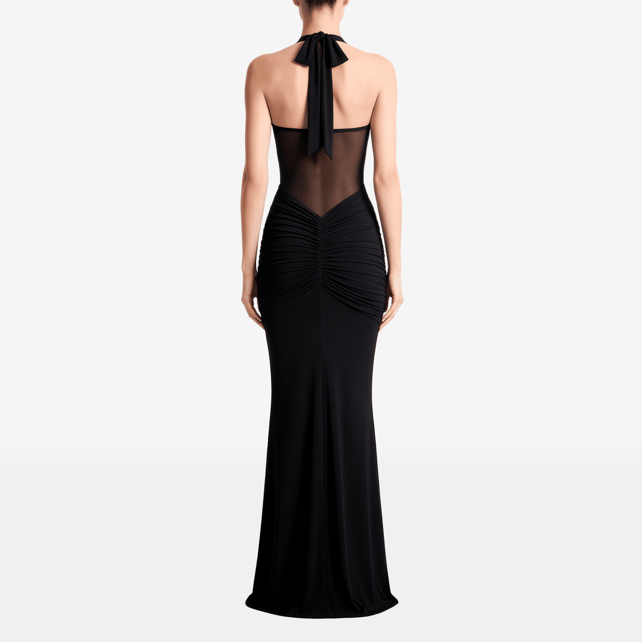 Patchwork Elegant Women Maxi Dress Classic Sexy Sheer Ribbons Halter Backless Bodycon Female Trend Festival Evening Wear - Sorina