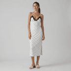 Polka Dot Lace Trim Cocktail Maxi Dress - Sorina