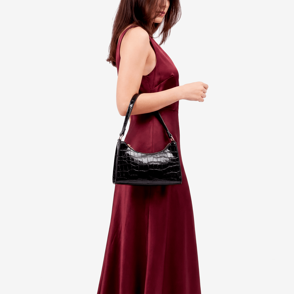 Retro Alligator Pattern Female Small Handbags and Purse Armpit Shoulder Bags High Quality PU Leather Ladies Clutch Totes Bag - Sorina