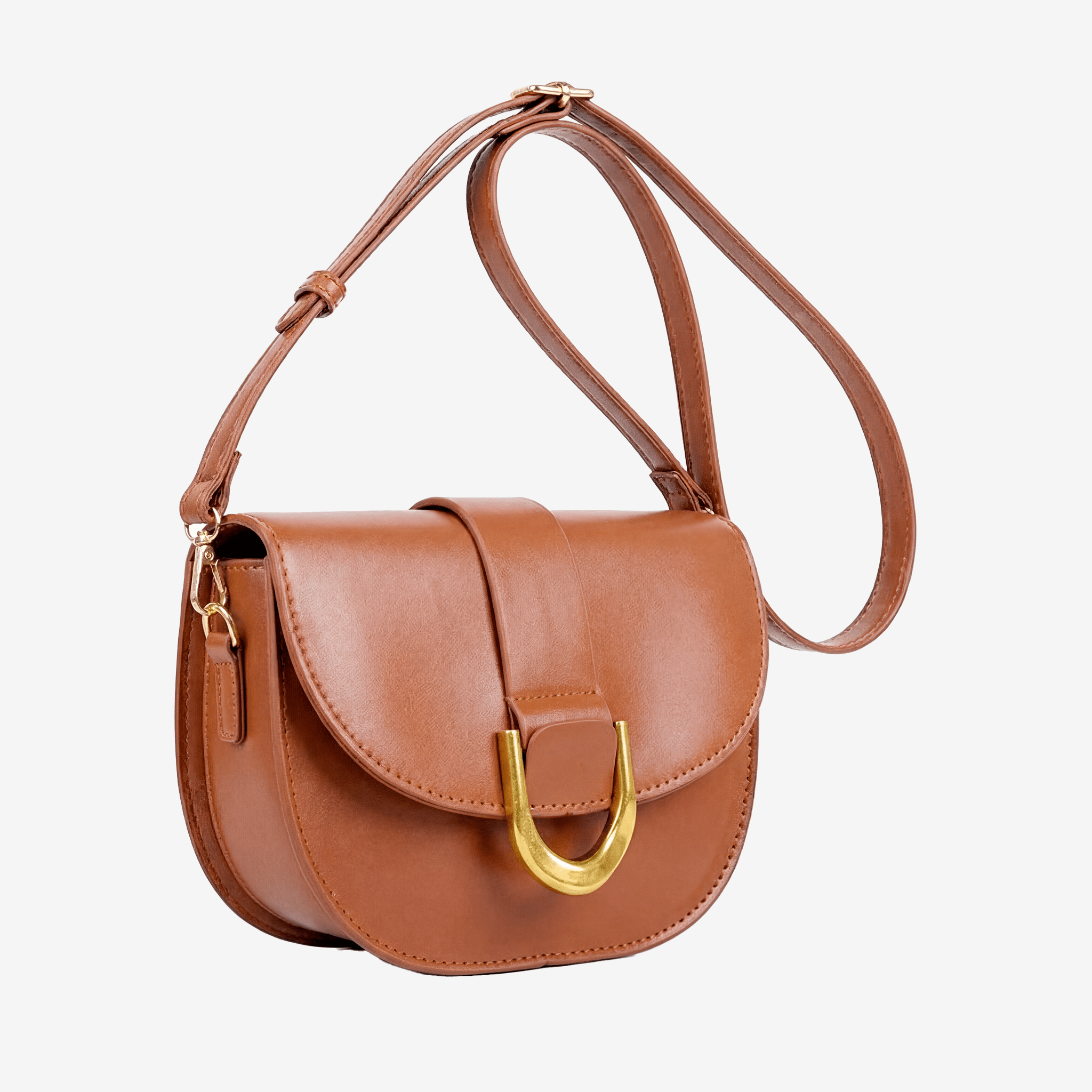 Retro Solid Color PU Leather Women'S Fashion Exquisite Shopping Bag Handbags Shoulder Crossbody Bags Vintage Women Saddle Bag - Sorina