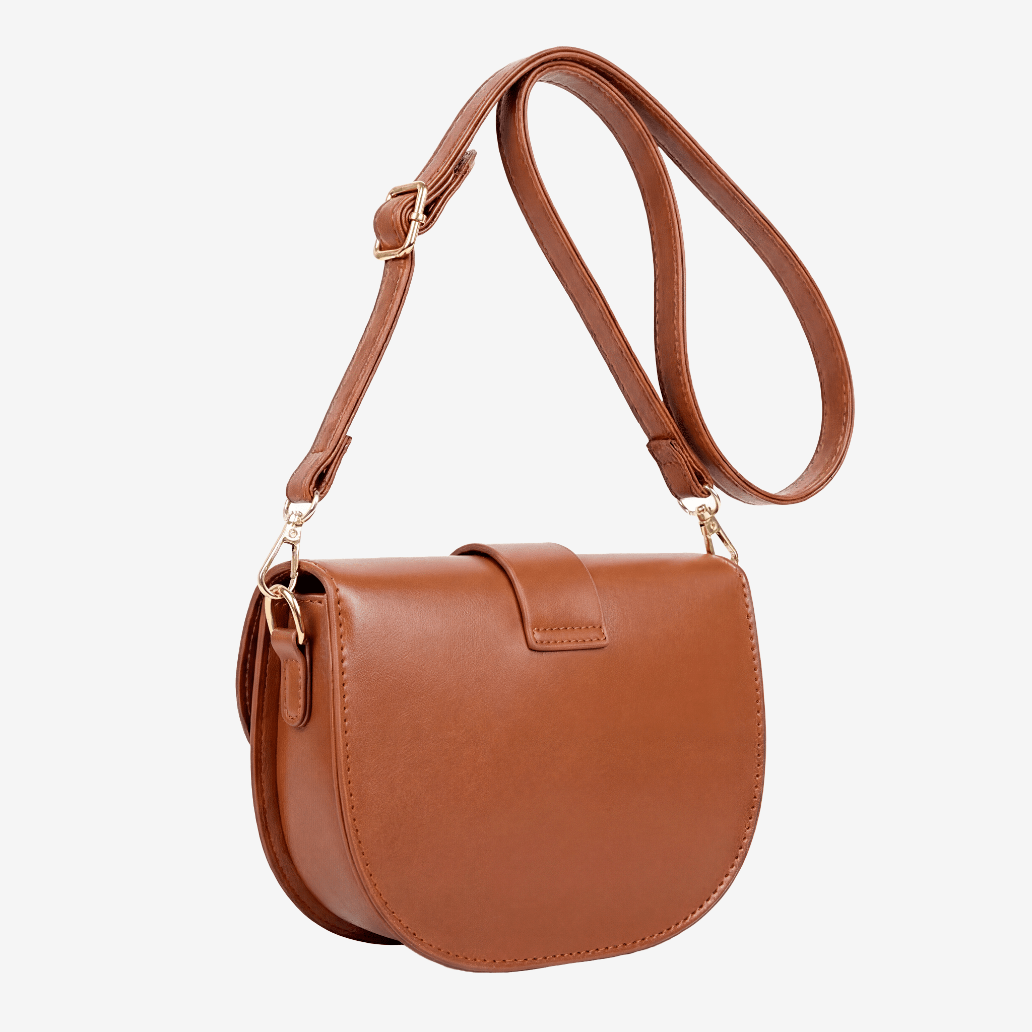 Retro Solid Color PU Leather Women'S Fashion Exquisite Shopping Bag Handbags Shoulder Crossbody Bags Vintage Women Saddle Bag - Sorina