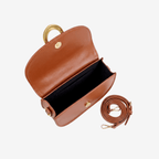 Retro Solid Color PU Leather Women'S Fashion Exquisite Shopping Bag Handbags Shoulder Crossbody Bags Vintage Women Saddle Bag - Sorina