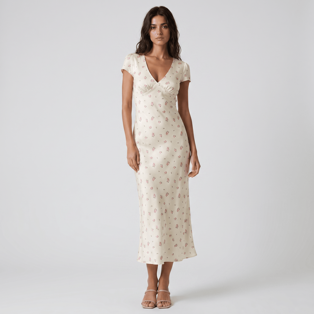 Romantic A Line Floral Cocktail Maxi Dress - Sorina