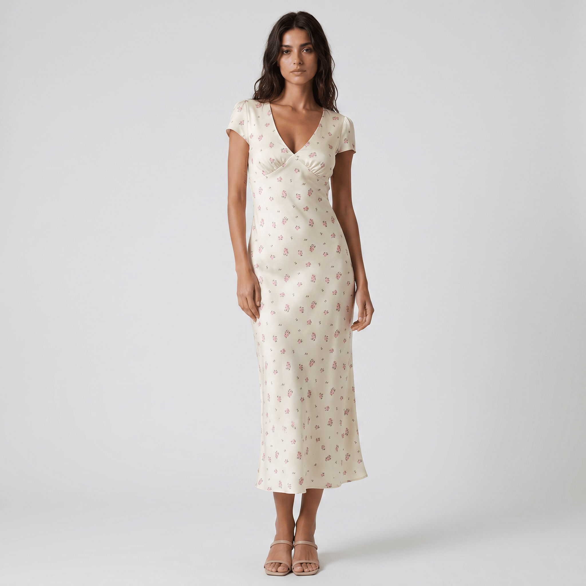 Romantic A Line Floral Cocktail Maxi Dress - Sorina