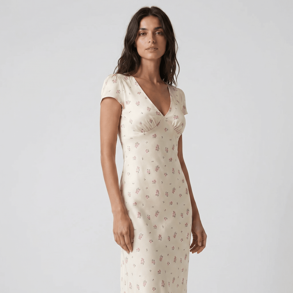 Romantic A Line Floral Cocktail Maxi Dress - Sorina