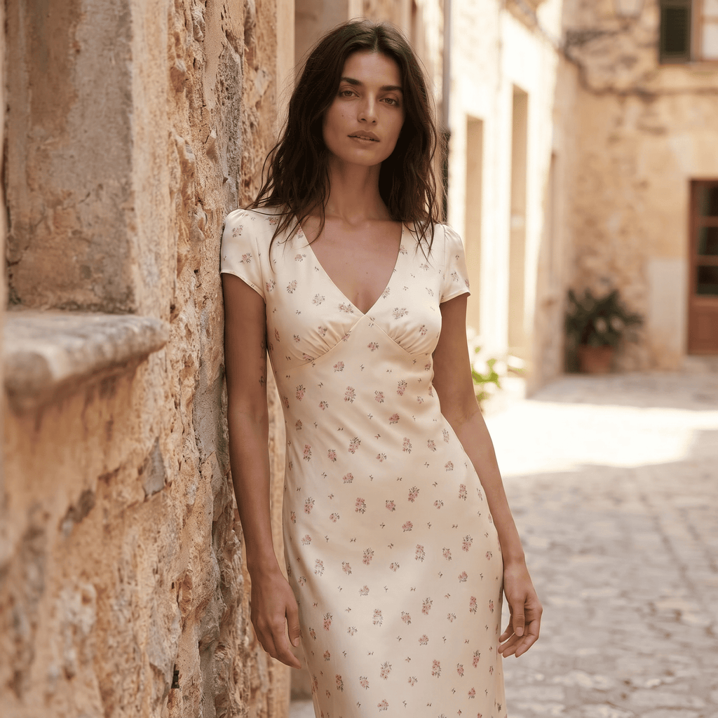 Romantic A Line Floral Cocktail Maxi Dress - Sorina